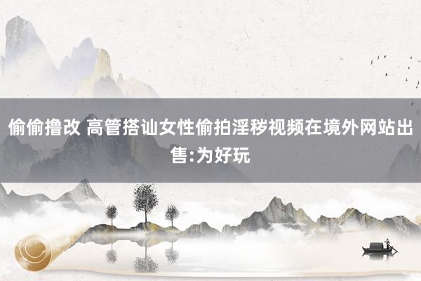 偷偷撸改 高管搭讪女性偷拍淫秽视频在境外网站出售:为好玩